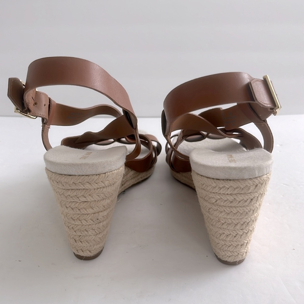 COLE HAAN $150 Women’s Crystal Brown Espadrille Wedge Sandals Size 9 New - Picture 7 of 8